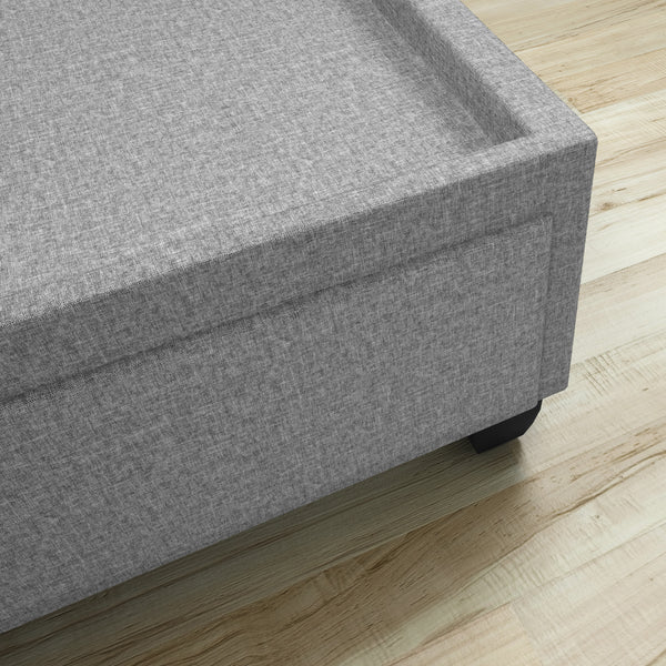 Modena Linen / Parma Faux Leather - Platform Storage Bed