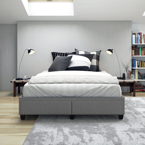 Modena Linen / Parma Faux Leather - Platform Storage Bed