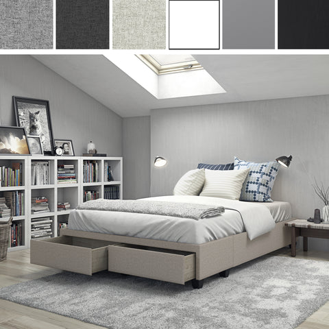 Modena Linen / Parma Faux Leather - Platform Storage Bed