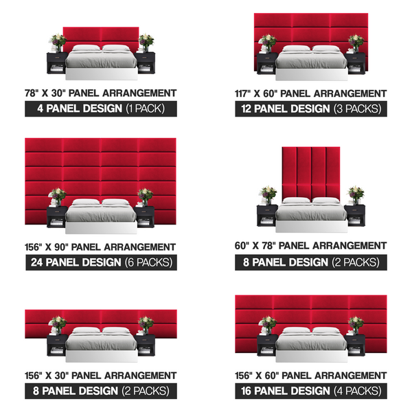 Masterpiece Upholstered Wall Panels Headboard - Set of 4 - Easy Assembly