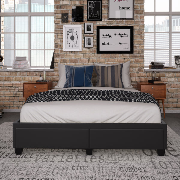 Modena Linen / Parma Faux Leather - Platform Storage Bed