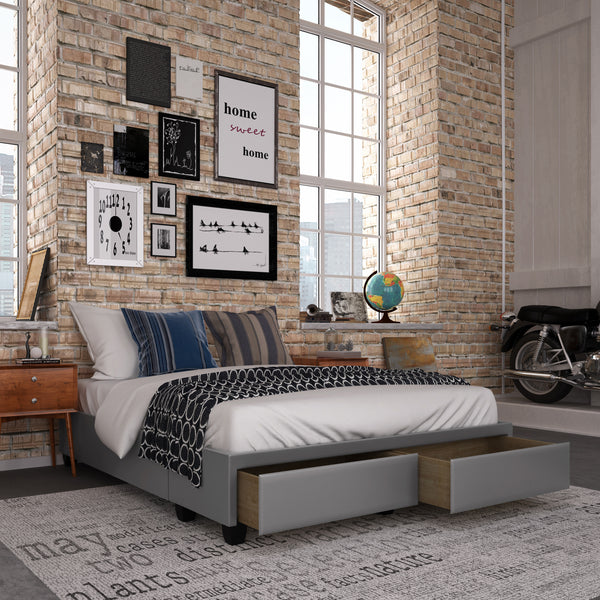 Modena Linen / Parma Faux Leather - Platform Storage Bed