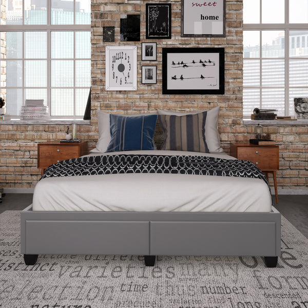 Modena Linen / Parma Faux Leather - Platform Storage Bed