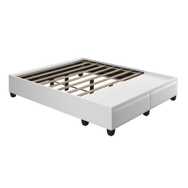Modena Linen / Parma Faux Leather - Platform Storage Bed