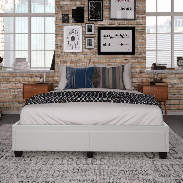 Modena Linen / Parma Faux Leather - Platform Storage Bed