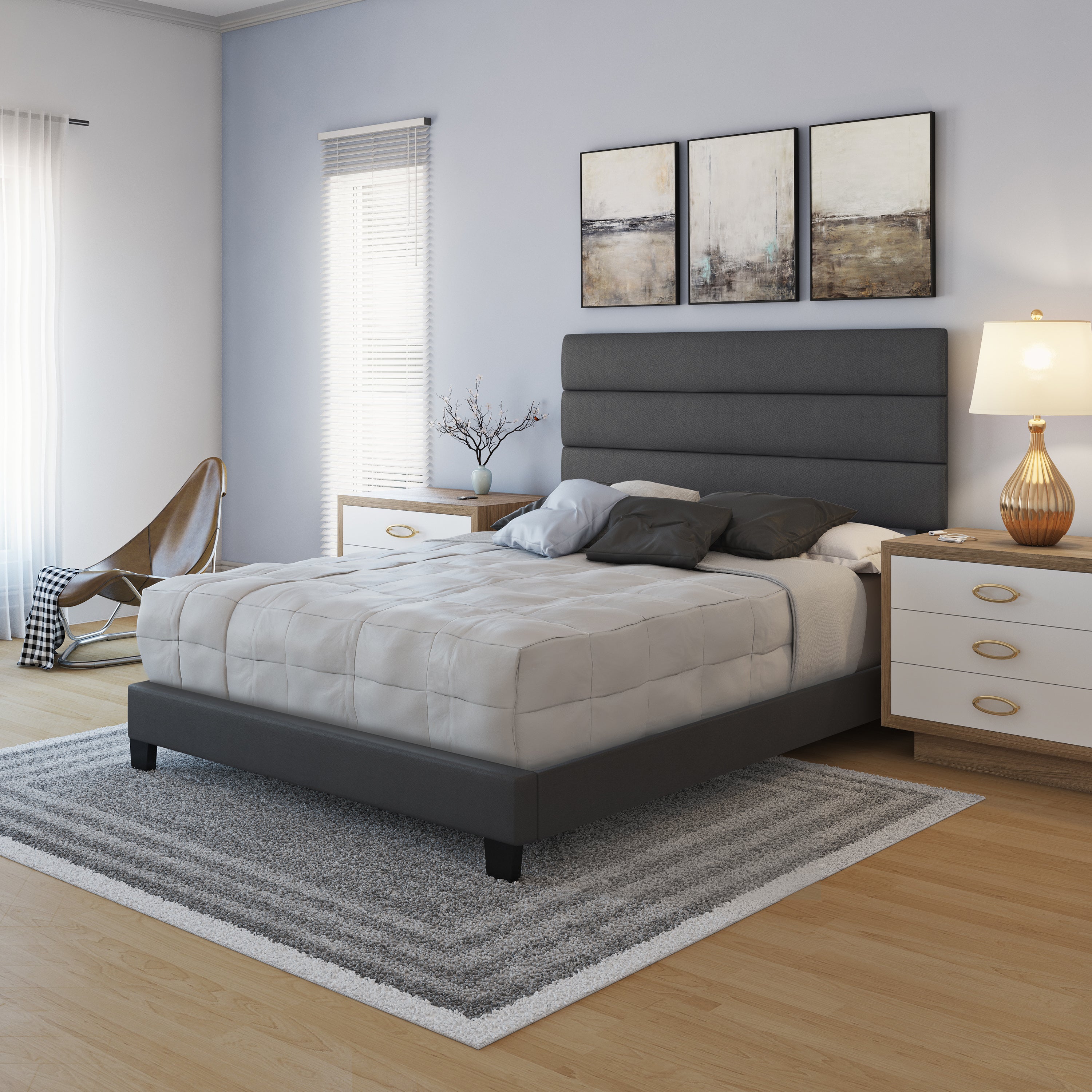 Piedmont Faux Leather Upholstered Platform Bed