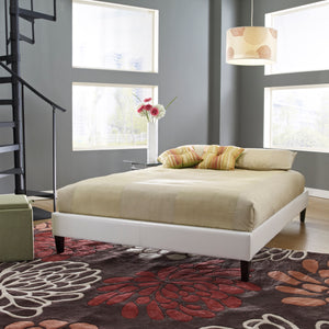 Central Park White Faux Leather Upholstered Platform Bed
