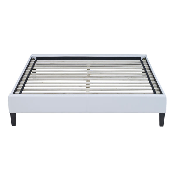 Central Park White Faux Leather Upholstered Platform Bed