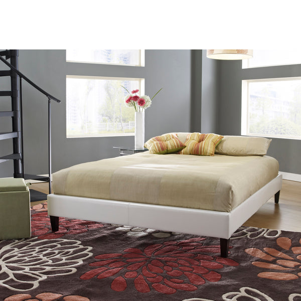 Central Park White Faux Leather Upholstered Platform Bed