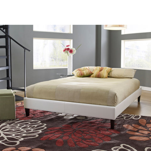 Central Park White Faux Leather Upholstered Platform Bed