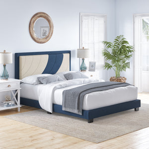 Sail-Away Linen / Bree Faux Leather - Upholstered Platform Bed