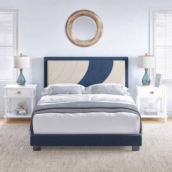 Sail-Away Linen / Bree Faux Leather - Upholstered Platform Bed