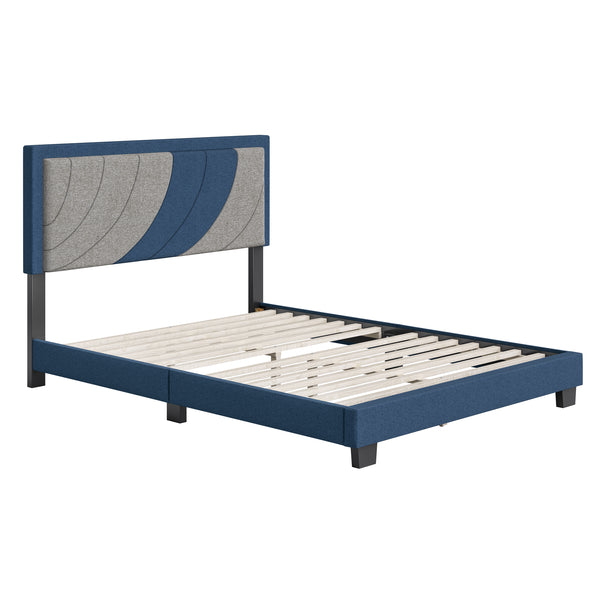 Sail-Away Linen / Bree Faux Leather - Upholstered Platform Bed