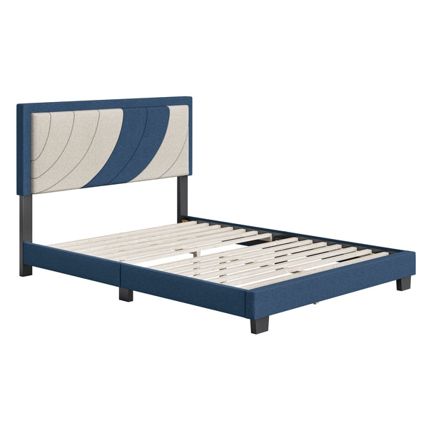 Sail-Away Linen / Bree Faux Leather - Upholstered Platform Bed