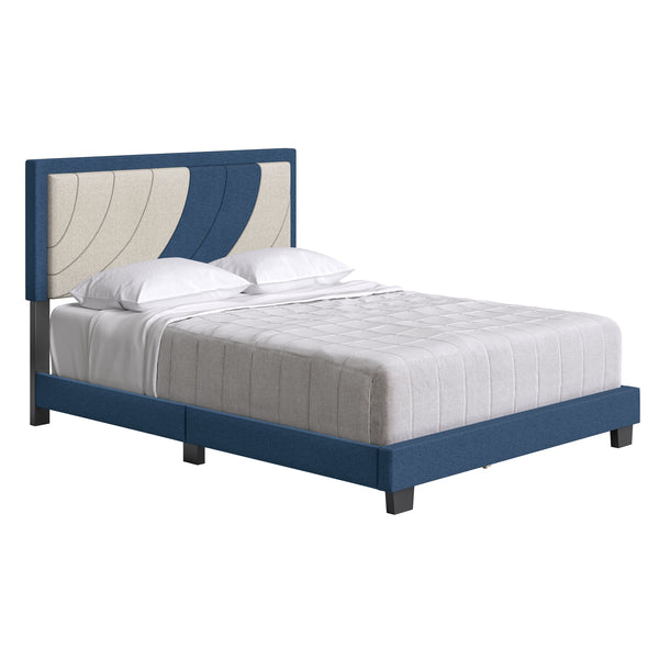 Sail-Away Linen / Bree Faux Leather - Upholstered Platform Bed