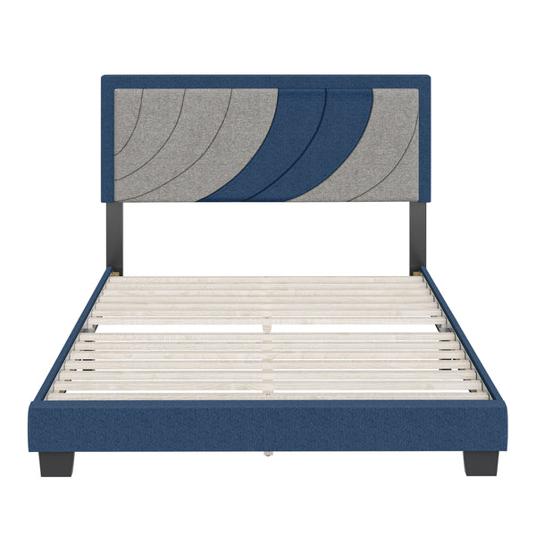 Sail-Away Linen / Bree Faux Leather - Upholstered Platform Bed