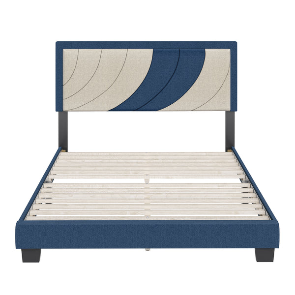 Sail-Away Linen / Bree Faux Leather - Upholstered Platform Bed