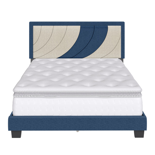 Sail-Away Linen / Bree Faux Leather - Upholstered Platform Bed