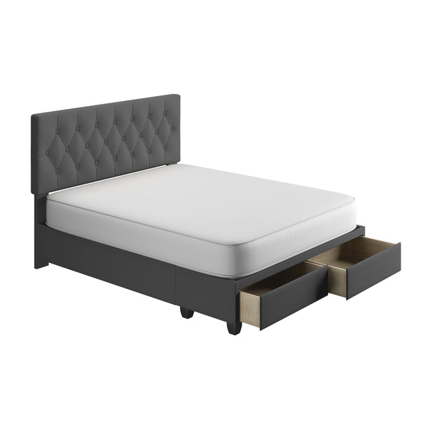 Verona Faux Leather / Salerno Linen - Platform Storage Bed
