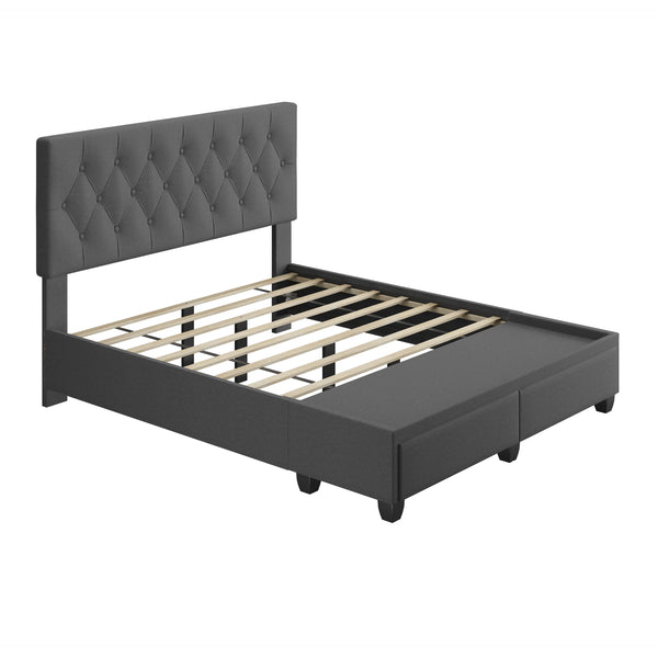 Verona Faux Leather / Salerno Linen - Platform Storage Bed