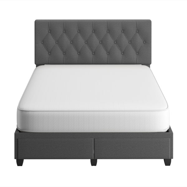 Verona Faux Leather / Salerno Linen - Platform Storage Bed