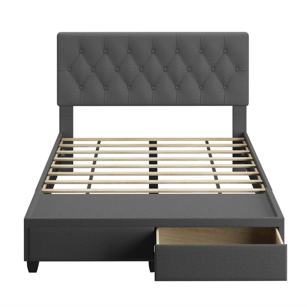 Verona Faux Leather / Salerno Linen - Platform Storage Bed