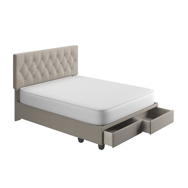 Verona Faux Leather / Salerno Linen - Platform Storage Bed