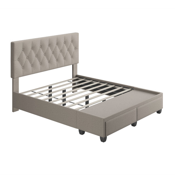 Verona Faux Leather / Salerno Linen - Platform Storage Bed