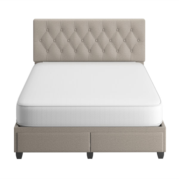 Verona Faux Leather / Salerno Linen - Platform Storage Bed