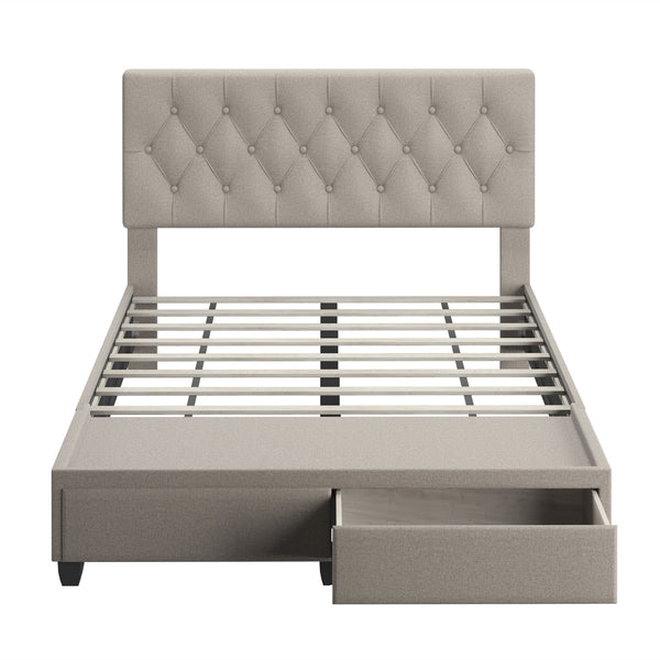 Verona Faux Leather / Salerno Linen - Platform Storage Bed