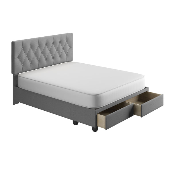 Verona Faux Leather / Salerno Linen - Platform Storage Bed