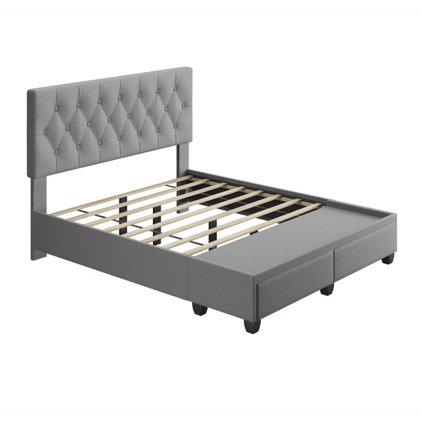 Verona Faux Leather / Salerno Linen - Platform Storage Bed