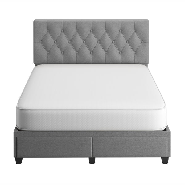 Verona Faux Leather / Salerno Linen - Platform Storage Bed