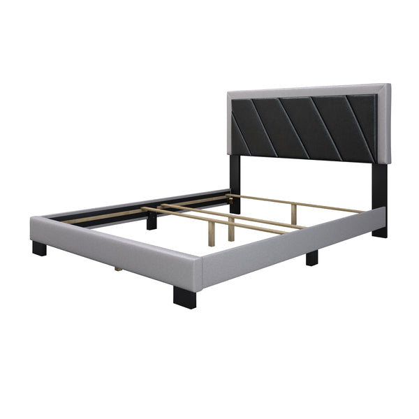 Diagonal Linen / Savona Faux Leather - Upholstered Bed
