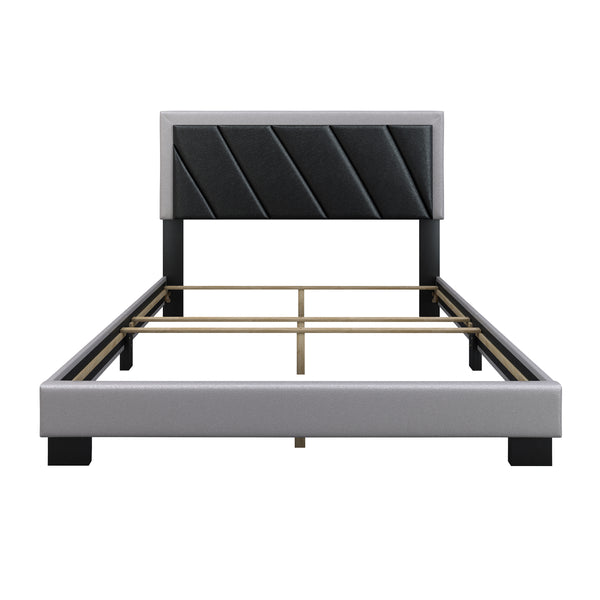 Diagonal Linen / Savona Faux Leather - Upholstered Bed