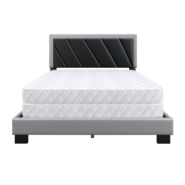 Diagonal Linen / Savona Faux Leather - Upholstered Bed