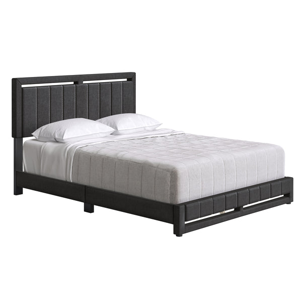 Beaumont Faux Leather / Senata Linen - Upholstered Platform Bed
