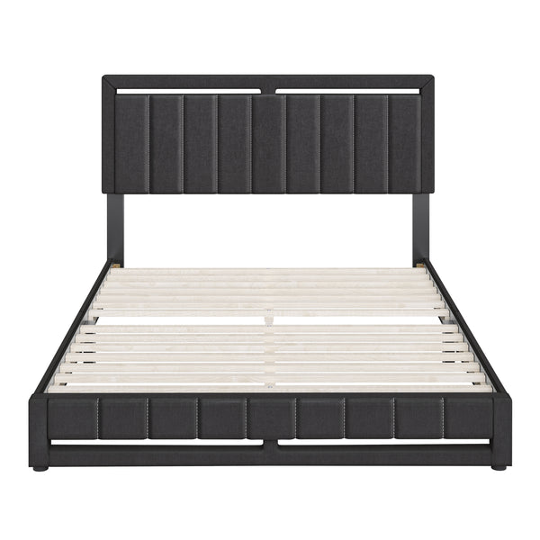 Beaumont Faux Leather / Senata Linen - Upholstered Platform Bed