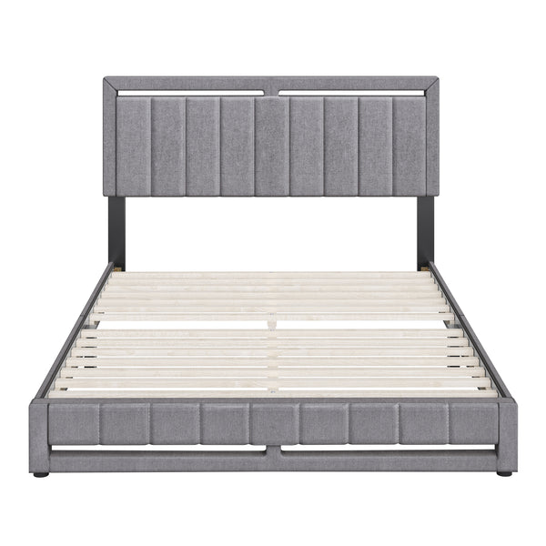 Beaumont Faux Leather / Senata Linen - Upholstered Platform Bed