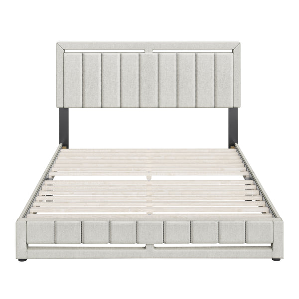 Beaumont Faux Leather / Senata Linen - Upholstered Platform Bed