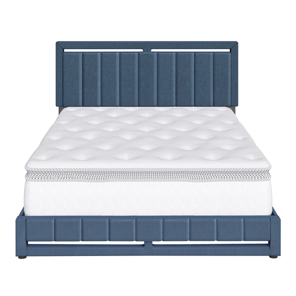 Beaumont Faux Leather / Senata Linen - Upholstered Platform Bed
