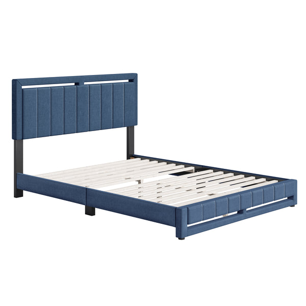 Beaumont Faux Leather / Senata Linen - Upholstered Platform Bed