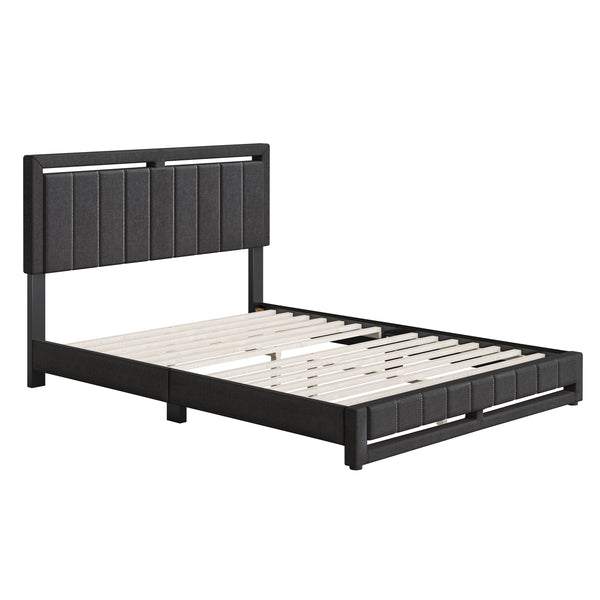 Beaumont Faux Leather / Senata Linen - Upholstered Platform Bed