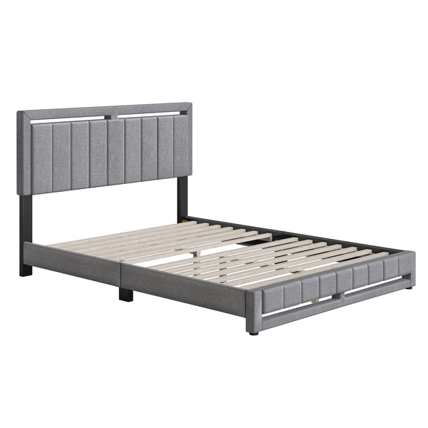 Beaumont Faux Leather / Senata Linen - Upholstered Platform Bed