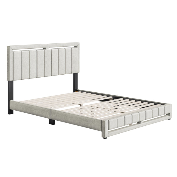 Beaumont Faux Leather / Senata Linen - Upholstered Platform Bed
