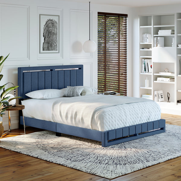 Beaumont Faux Leather / Senata Linen - Upholstered Platform Bed
