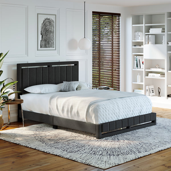 Beaumont Faux Leather / Senata Linen - Upholstered Platform Bed
