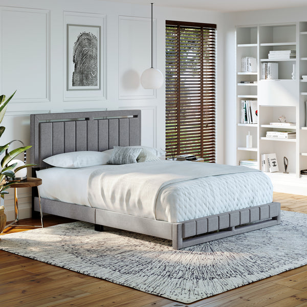 Beaumont Faux Leather / Senata Linen - Upholstered Platform Bed