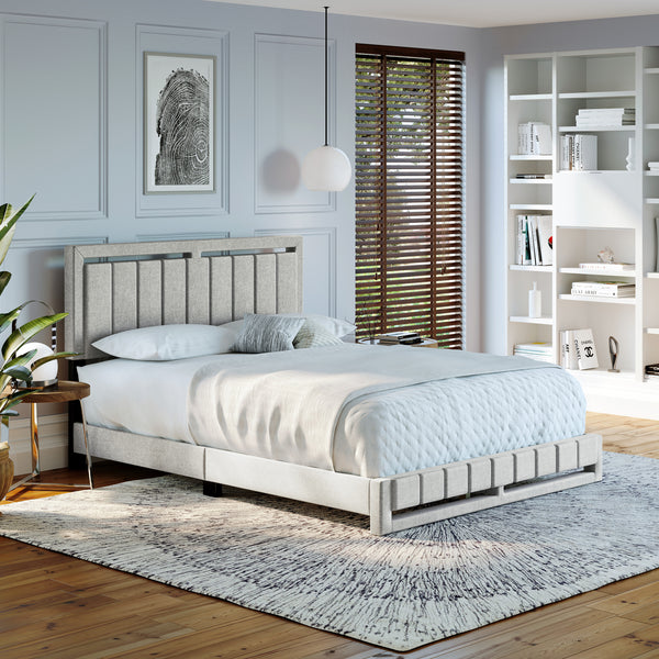 Beaumont Faux Leather / Senata Linen - Upholstered Platform Bed