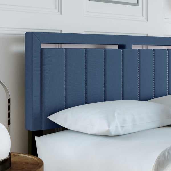 Beaumont Faux Leather / Senata Linen - Upholstered Platform Bed
